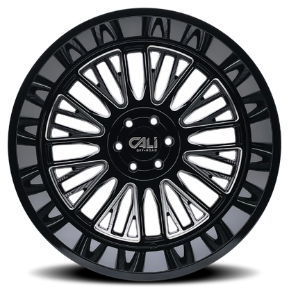Cali Off-Road 9116 Vertex 22x12 / 8x165.1 BP / -44mm Offset / 125.2mm Hub Gloss Black Milled Wheel