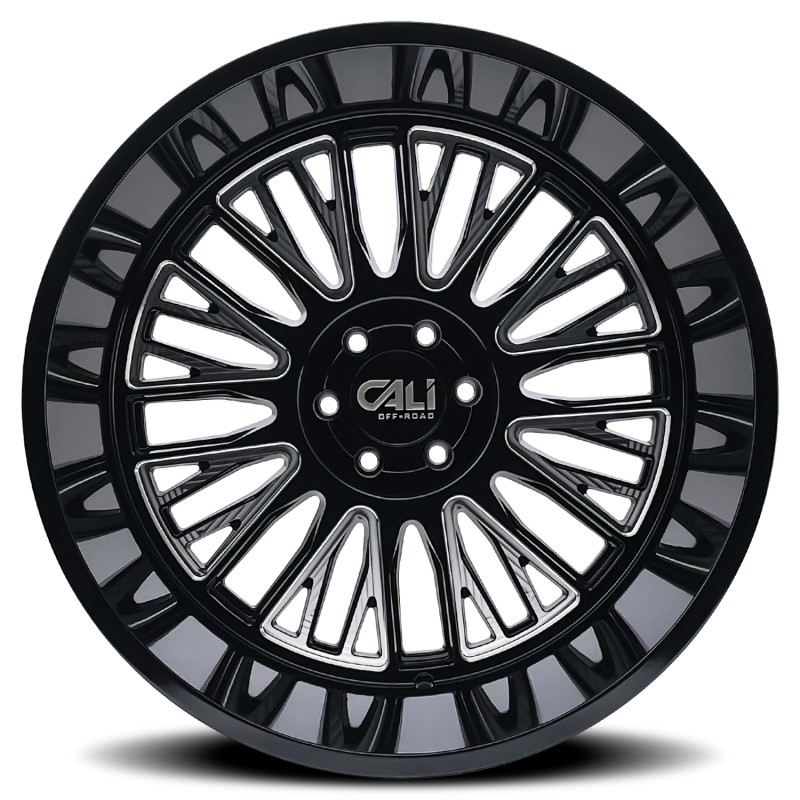 Cali Off-Road 9116 Vertex 24x14 / 8x165.1 BP / -76mm Offset / 125.2mm Hub Gloss Black Milled Wheel