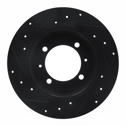 R1 Concepts R1 88-93 Dodge Colt Rear Right Drilled & Slotted Black Brake Rotor