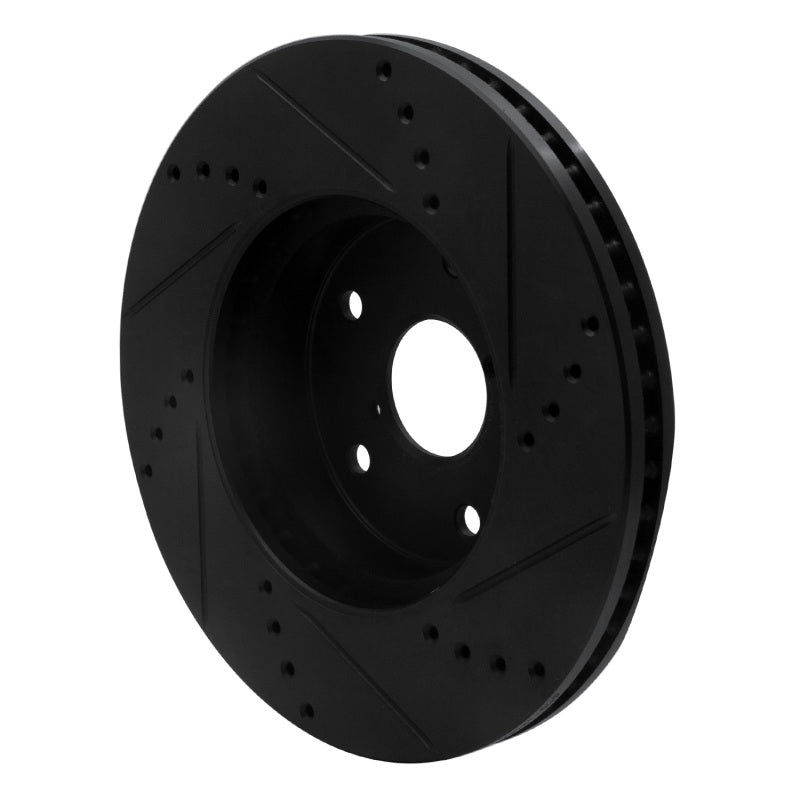 R1 Concepts R1 15-19 Subaru Legacy Front Left Drilled & Slotted Black Brake Rotor