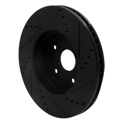 R1 Concepts R1 15-19 Subaru Legacy Front Left Drilled & Slotted Black Brake Rotor
