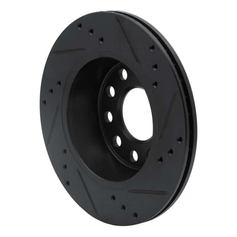 R1 Concepts R1 90-97 Audi S4 Rear Left Drilled & Slotted Black Brake Rotor