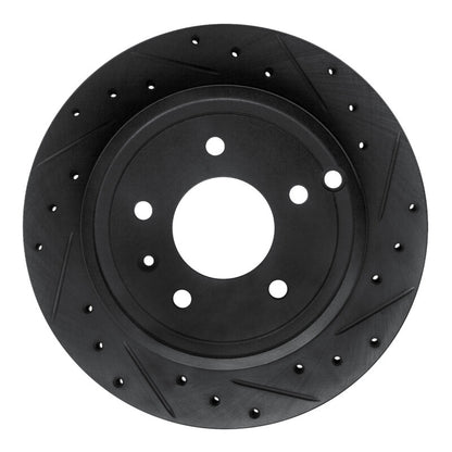 R1 Concepts R1 07-15 Chevrolet Captiva Rear Right Drilled & Slotted Black Brake Rotor