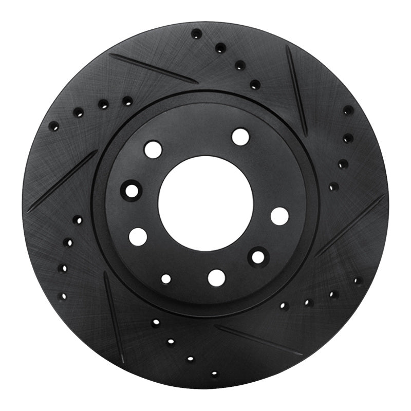 R1 Concepts R1 06-15 Mazda MX-5 Miata Front Right Drilled & Slotted Black Brake Rotor