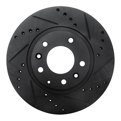R1 Concepts R1 06-15 Mazda MX-5 Miata Front Right Drilled & Slotted Black Brake Rotor