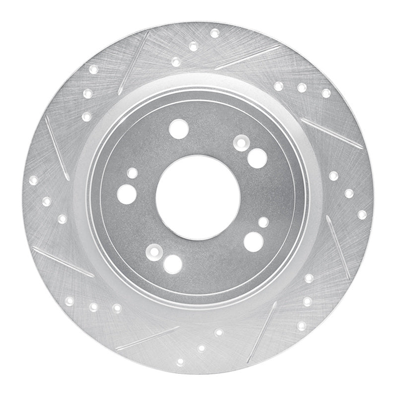 R1 Concepts R1 14-20 Acura RLX Rear Left Drilled & Slotted Silver Brake Rotor