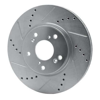 R1 Concepts R1 13-25 Honda Civic Hatchback Front Left Drilled & Slotted Silver Brake Rotor