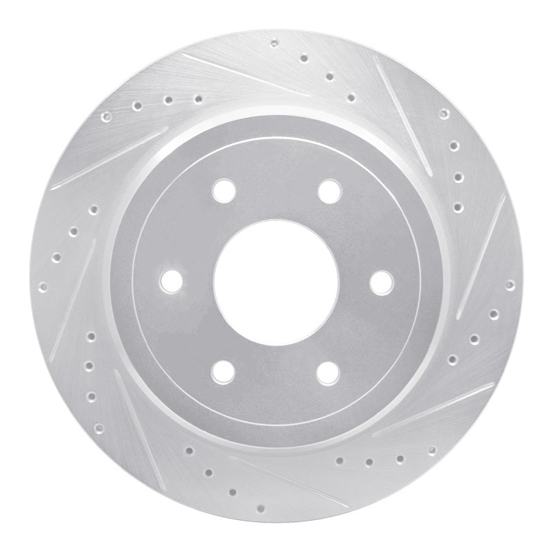 R1 Concepts R1 16-24 Nissan Titan XD Rear Right Drilled & Slotted Silver Brake Rotor