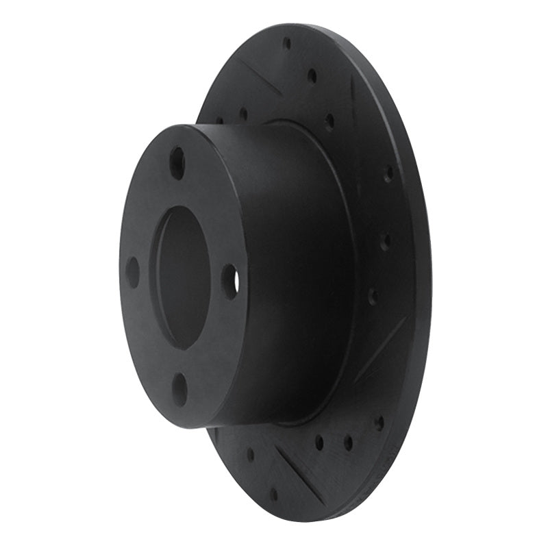 R1 Concepts R1 89-91 Audi 100 Rear Right Drilled & Slotted Black Brake Rotor