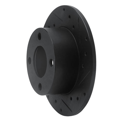 R1 Concepts R1 89-91 Audi 100 Rear Right Drilled & Slotted Black Brake Rotor