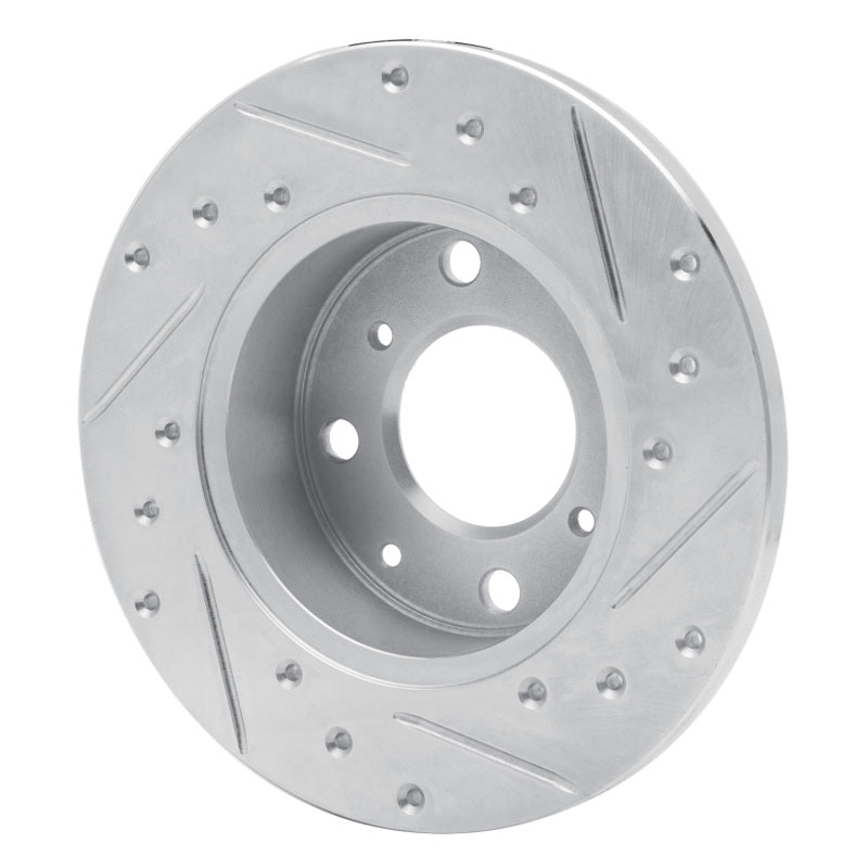 R1 Concepts R1 79-83 Honda Civic Sedan Front Left Drilled & Slotted Silver Brake Rotor