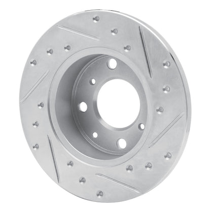 R1 Concepts R1 79-83 Honda Civic Sedan Front Left Drilled & Slotted Silver Brake Rotor
