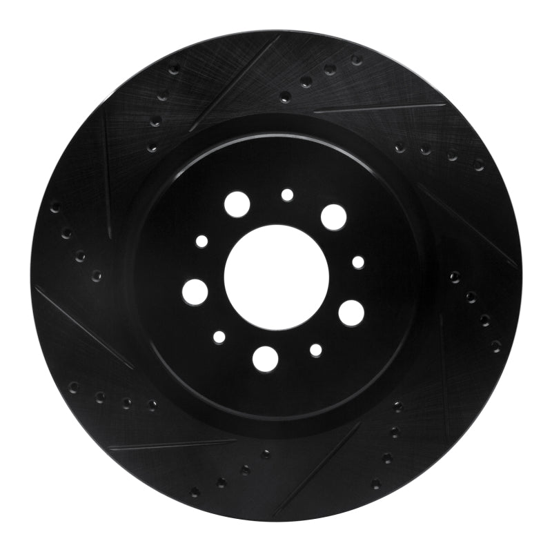 R1 Concepts R1 04-07 Volvo V70 Rear Left Drilled & Slotted Black Brake Rotor
