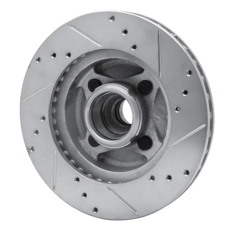 R1 Concepts R1 87-93 Ford Mustang Front Left Drilled & Slotted Silver Brake Rotor