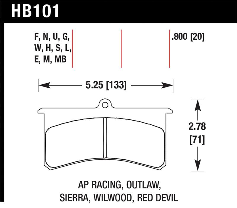 Hawk Performance Hawk AP Racing Essex / Brakeman / CNC / Coleman / Outlaw / Wilwood HT-10 Race Brake Pads