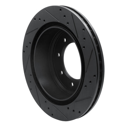 R1 Concepts R1 12-21 Nissan NV1500 Rear Left Drilled & Slotted Black Brake Rotor