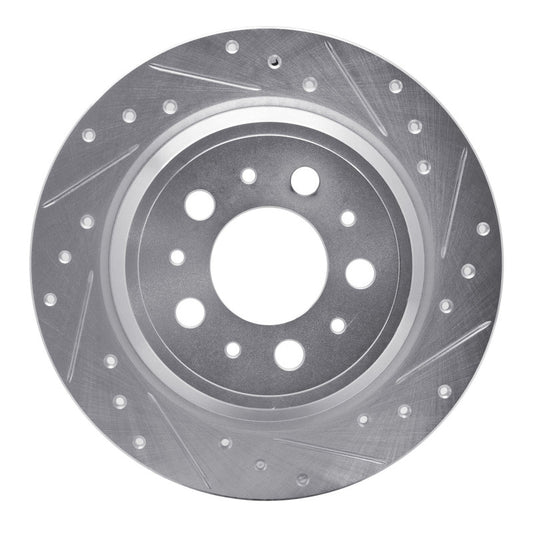 R1 Concepts R1 99-09 Volvo S80 Rear Right Drilled & Slotted Silver Brake Rotor