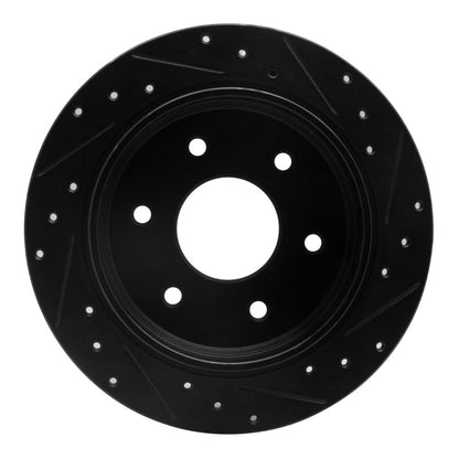 R1 Concepts R1 04-15 Infiniti QX56 Rear Left Drilled & Slotted Black Brake Rotor