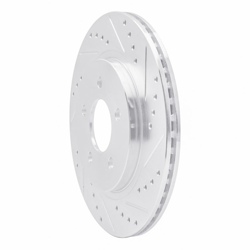 R1 Concepts R1 05-14 Ford Mustang Rear Right Drilled & Slotted Silver Brake Rotor