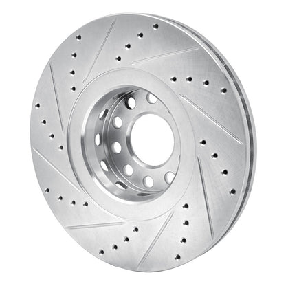 R1 Concepts R1 00-03 Audi A8 Front Right Drilled & Slotted Silver Brake Rotor