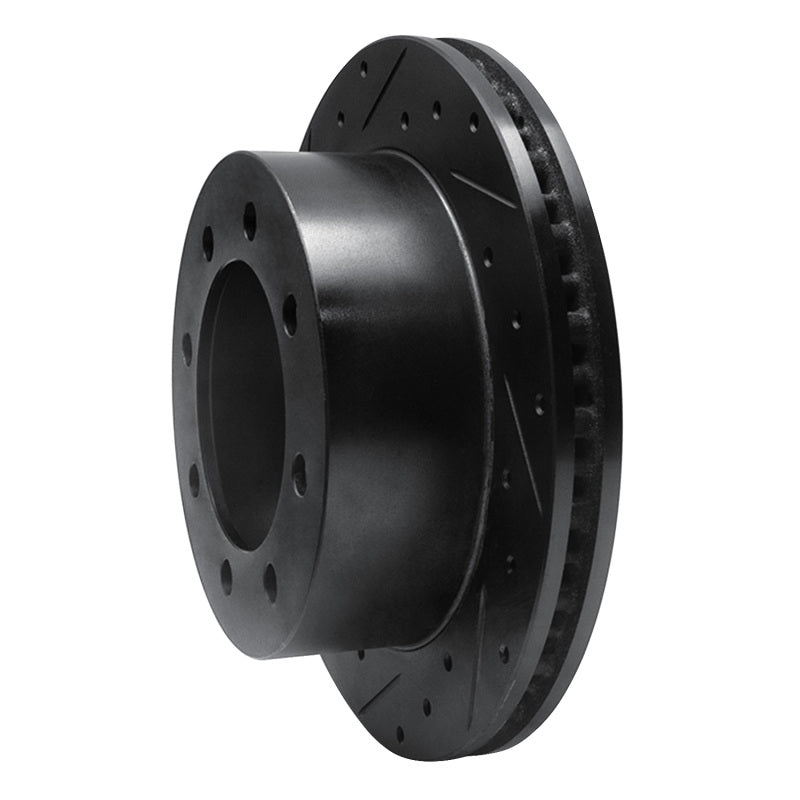 R1 Concepts R1 99-07 Ford E-250 Econoline Rear Left Drilled & Slotted Black Brake Rotor