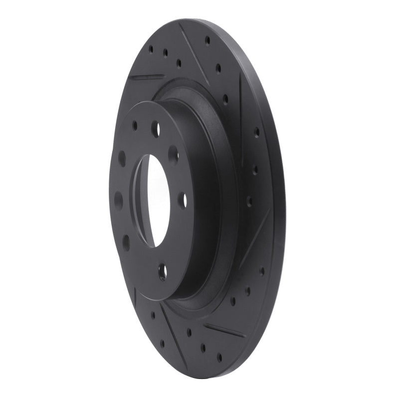 R1 Concepts R1 98-15 Ford Fusion Rear Right Drilled & Slotted Black Brake Rotor