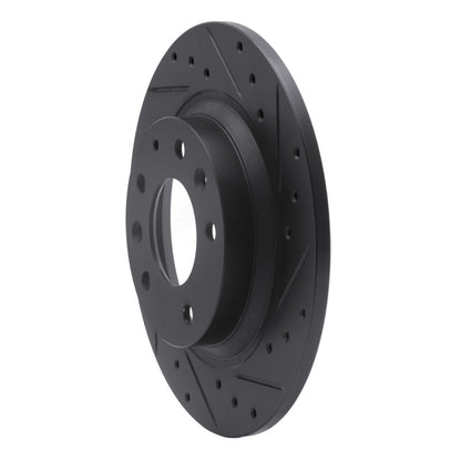 R1 Concepts R1 98-15 Ford Fusion Rear Right Drilled & Slotted Black Brake Rotor