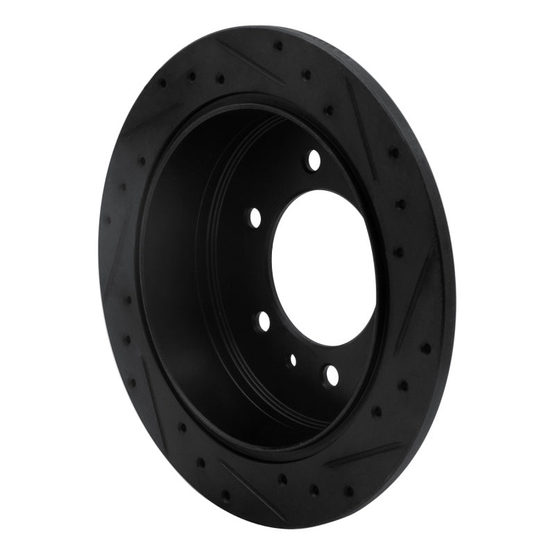R1 Concepts R1 06-10 Hummer H3T Rear Left Drilled & Slotted Black Brake Rotor