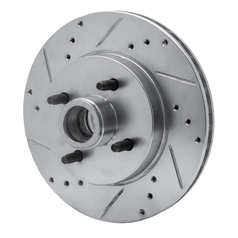 R1 Concepts R1 87-93 Ford Mustang Front Left Drilled & Slotted Silver Brake Rotor