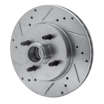R1 Concepts R1 87-93 Ford Mustang Front Left Drilled & Slotted Silver Brake Rotor