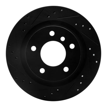 R1 Concepts R1 08-13 BMW 128I Rear Left Drilled & Slotted Black Brake Rotor