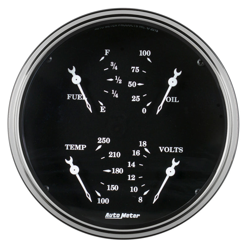 AutoMeter Auto Meter Gauge Quad 5in 0E-90F Elec Old Tyme Black