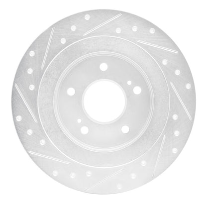 R1 Concepts R1 84-88 Nissan 200SX Rear Right Drilled & Slotted Silver Brake Rotor