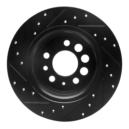 R1 Concepts R1 74-95 Volvo 244 Rear Right Drilled & Slotted Black Brake Rotor