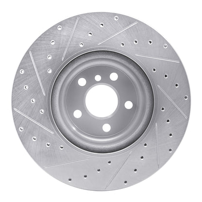 R1 Concepts R1 16-25 BMW 330e xDrive Rear Right Drilled & Slotted Silver Brake Rotor