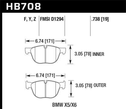 Hawk Performance Hawk 07-08 BMW X5 3.0si/4.8i / 09-13 X5 Xdrive / 08-13 X6 Xdrive HPS Front Brake Pads