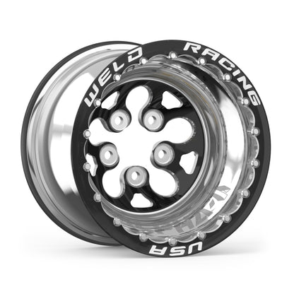 Weld Alpha-1 15x15 / 5x5 BP /4in. BS Black Wheel - Black Double Beadlock MT