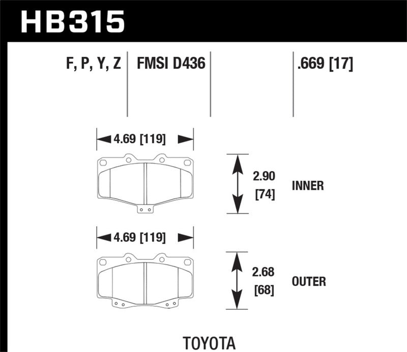 Hawk Performance Hawk 95-98 Toyota Tacoma HPS 5.0 Front Brake Pads