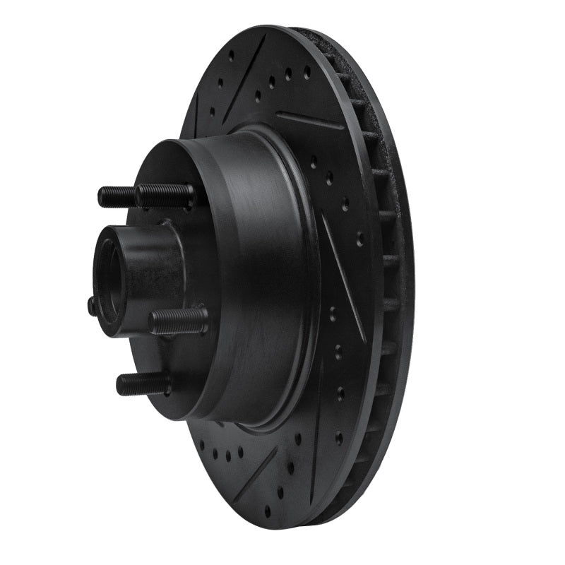 R1 Concepts R1 68-73 Ford Mustang Front Left Drilled & Slotted Black Brake Rotor