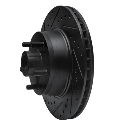 R1 Concepts R1 68-73 Ford Mustang Front Left Drilled & Slotted Black Brake Rotor