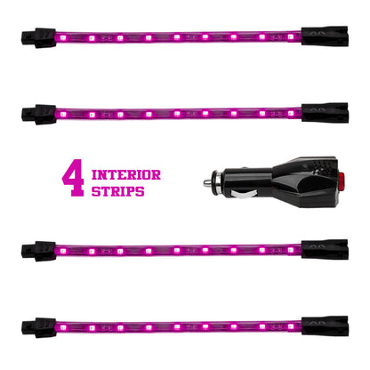XKGLOW XK Glow Single Color XKGLOW UnderglowLED Accent Light Car/Truck Kit Pink - 4x8In