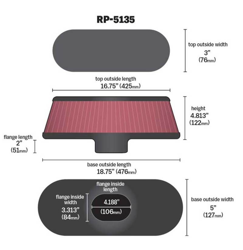 K&N Engineering K&N Air Filter with Carbon Fiber Top and Base