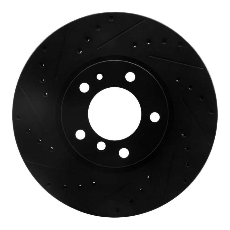 R1 Concepts R1 93-97 BMW 850CI Front Left Drilled & Slotted Black Brake Rotor