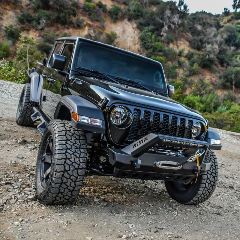 Westin 18-19 Jeep Wrangler JL WJ2 Stubby Front Bumper - Textured Black