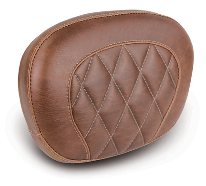 Mustang Motorcycle Mustang 97-23 Harley Touring Sissy Bar Pad (12 inch x 9 inch) Diamond Stitch - Brown