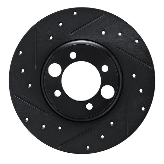 R1 Concepts R1 62-87 Jaguar XJS Rear Left Drilled & Slotted Black Brake Rotor
