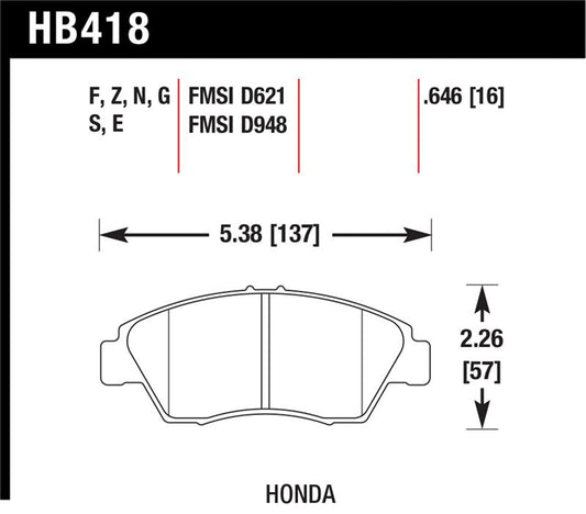 Hawk Performance Hawk 2013-2014 Acura ILX (Hybrid) HPS 5.0 Front Brake Pads