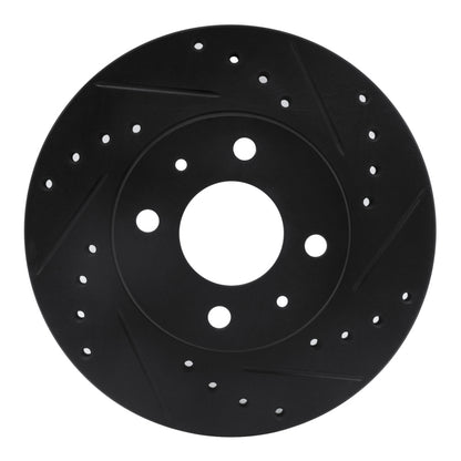 R1 Concepts R1 88-06 Nissan NX Front Right Drilled & Slotted Black Brake Rotor