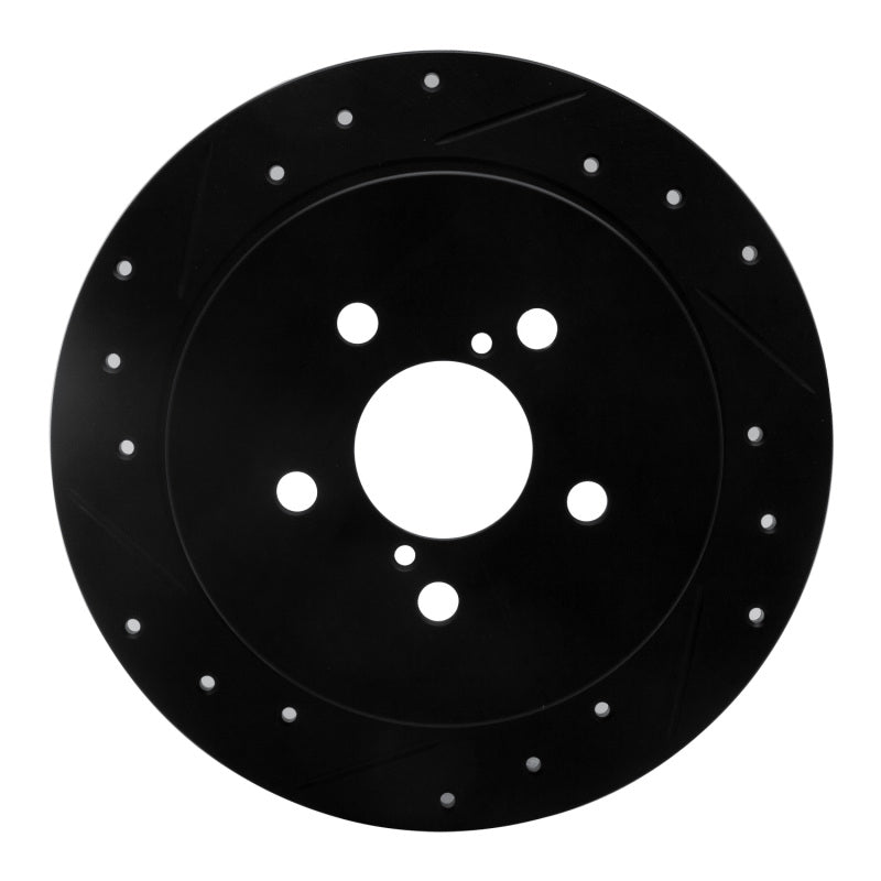 R1 Concepts R1 05-09 Subaru Legacy Rear Left Drilled & Slotted Black Brake Rotor