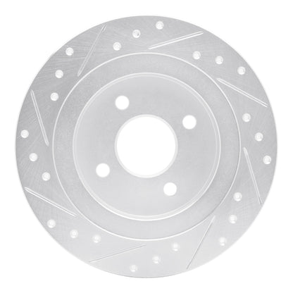R1 Concepts R1 02-04 Ford Focus Rear Right Drilled & Slotted Silver Brake Rotor